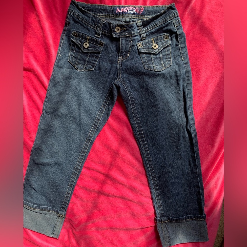 Angels Women's Dark Blue Cropped Jeans